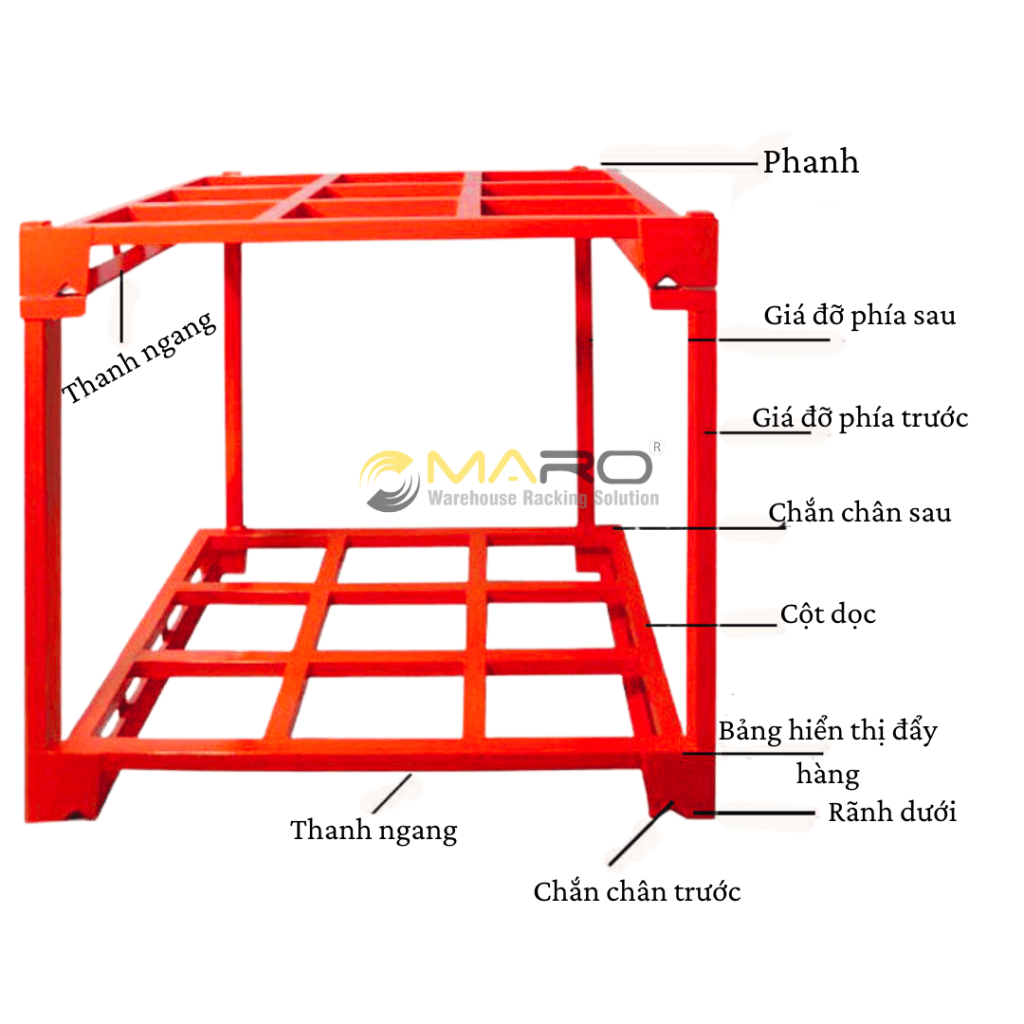 Cấu tạo kệ chứa pallet xếp chồng