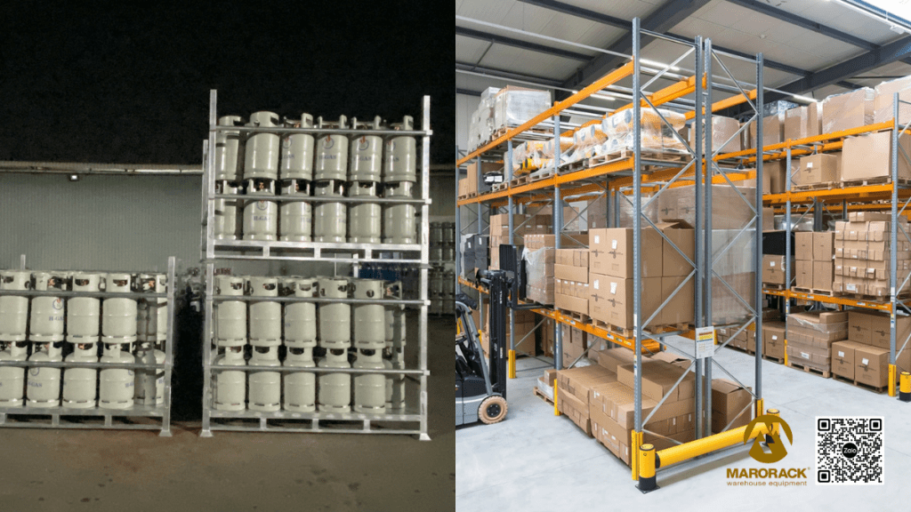 so sánh giữa nestainer vs kệ chứa pallet trong lưu trữ hàng hóa
